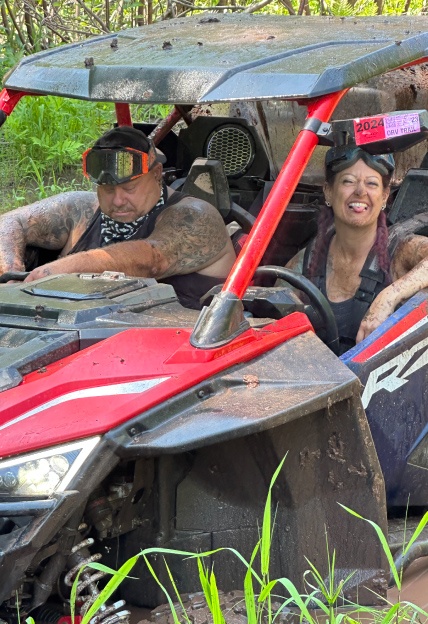 Sara & Josh off-roading in the side-by-side
